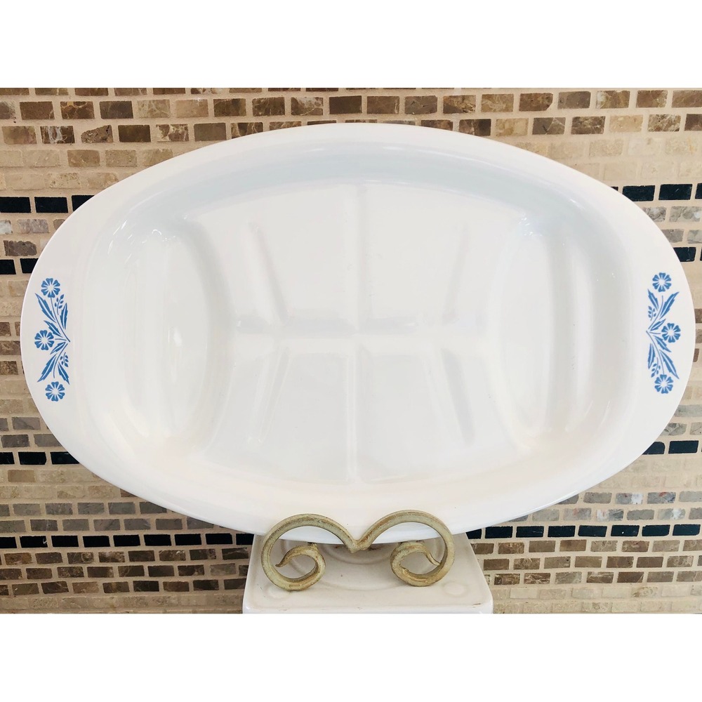 Corning Ware Vintage Platter #P-19 Cornflower Blue Meat Platter Roasting‎